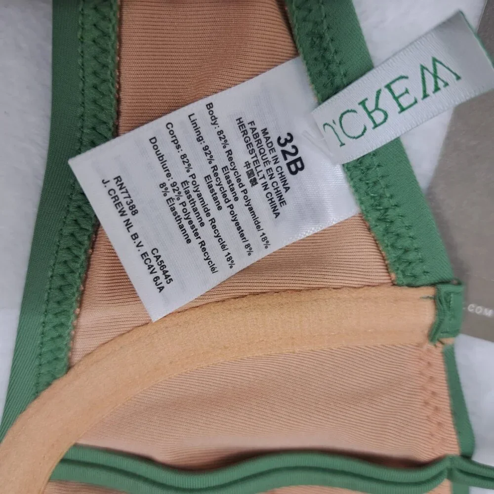 NWT J. CREW BALCONETTE UNDERWIRE BIKINI TOP BX612 RUSTIC WILLOW‎ 32B $75 MSRP